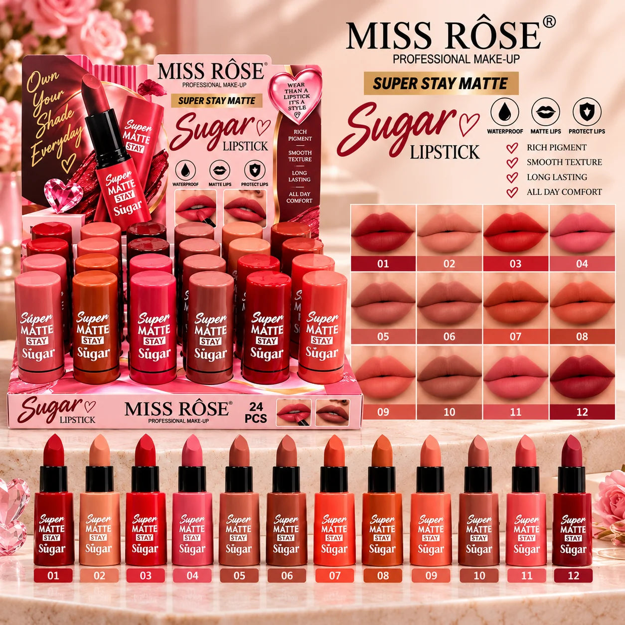 Miss Rose Sugar Super Stay Matte Lipstick