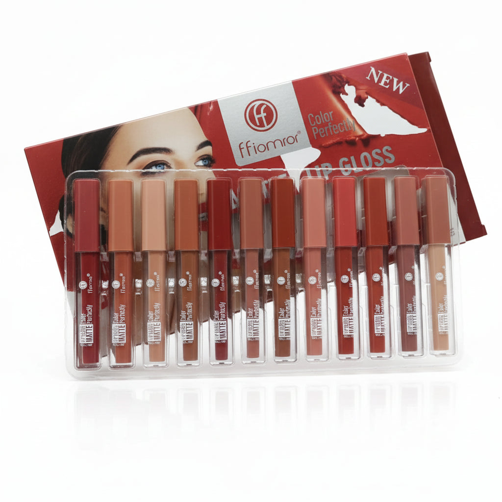 Fflomror Color Perfect Matte Lip Gloss Pack of 12