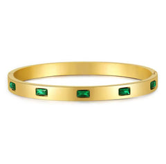 Stainless steel Green stone handcuff