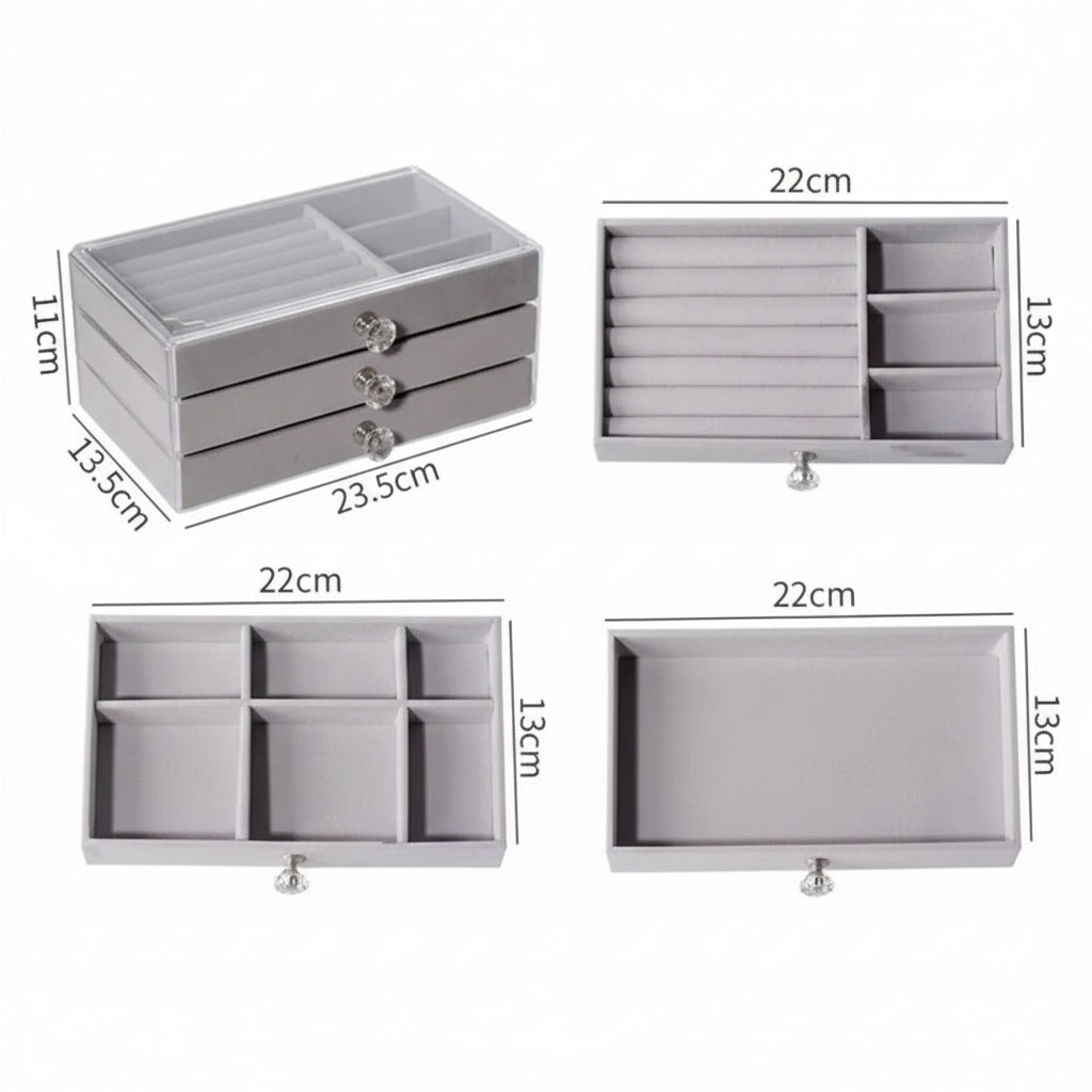 Acrylic Jewelry Organizer With 3 Drawers