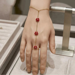 Stainless Steel Gold Plated Beaded Flower Slave Bracelet