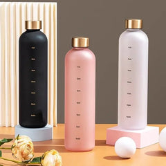 The Aura Frosted Motivational Water Bottle – Elegant Time-Marked Hydration Tracker
