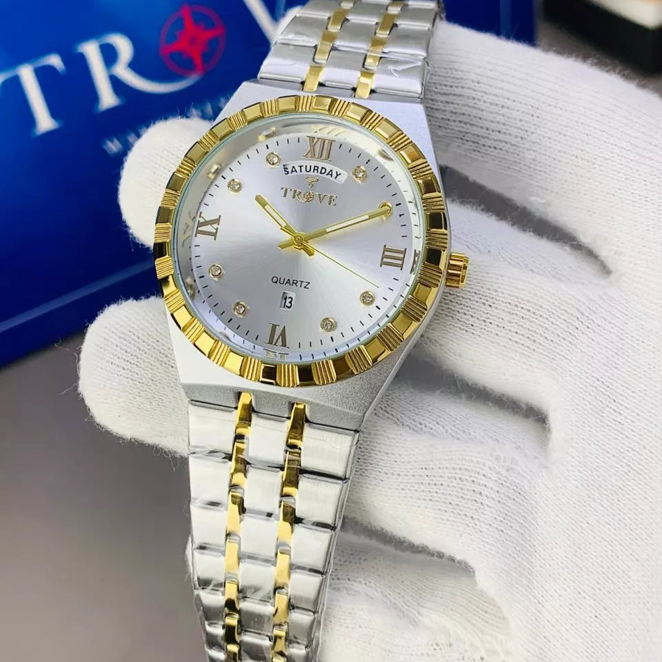 TROVE Men's Slim Watch – Water Resistant with Working Date