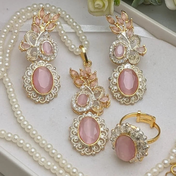 Zircon Combo Party Set – High Quality Oval Shape Jewellery