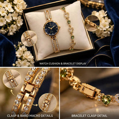 Fancy Beautiful Steel Chain Bracelet + Watch 2-Piece Deal for Her - With Box