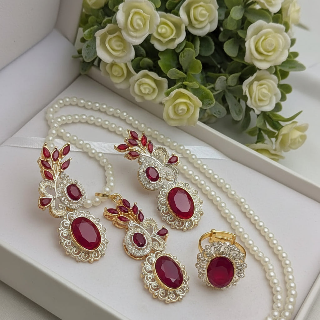 Zircon Combo Party Set – High Quality Oval Shape Jewellery