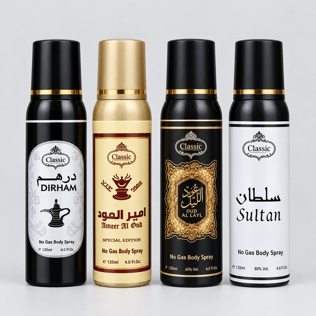 Classic Oriental No Gas Body Spray Set - 4 Pieces