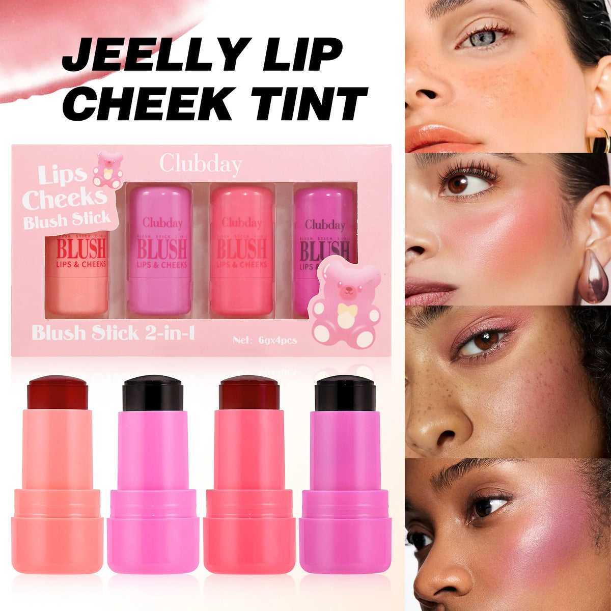 4 Pcs Victoria Key 2 in 1 Jelly Blush