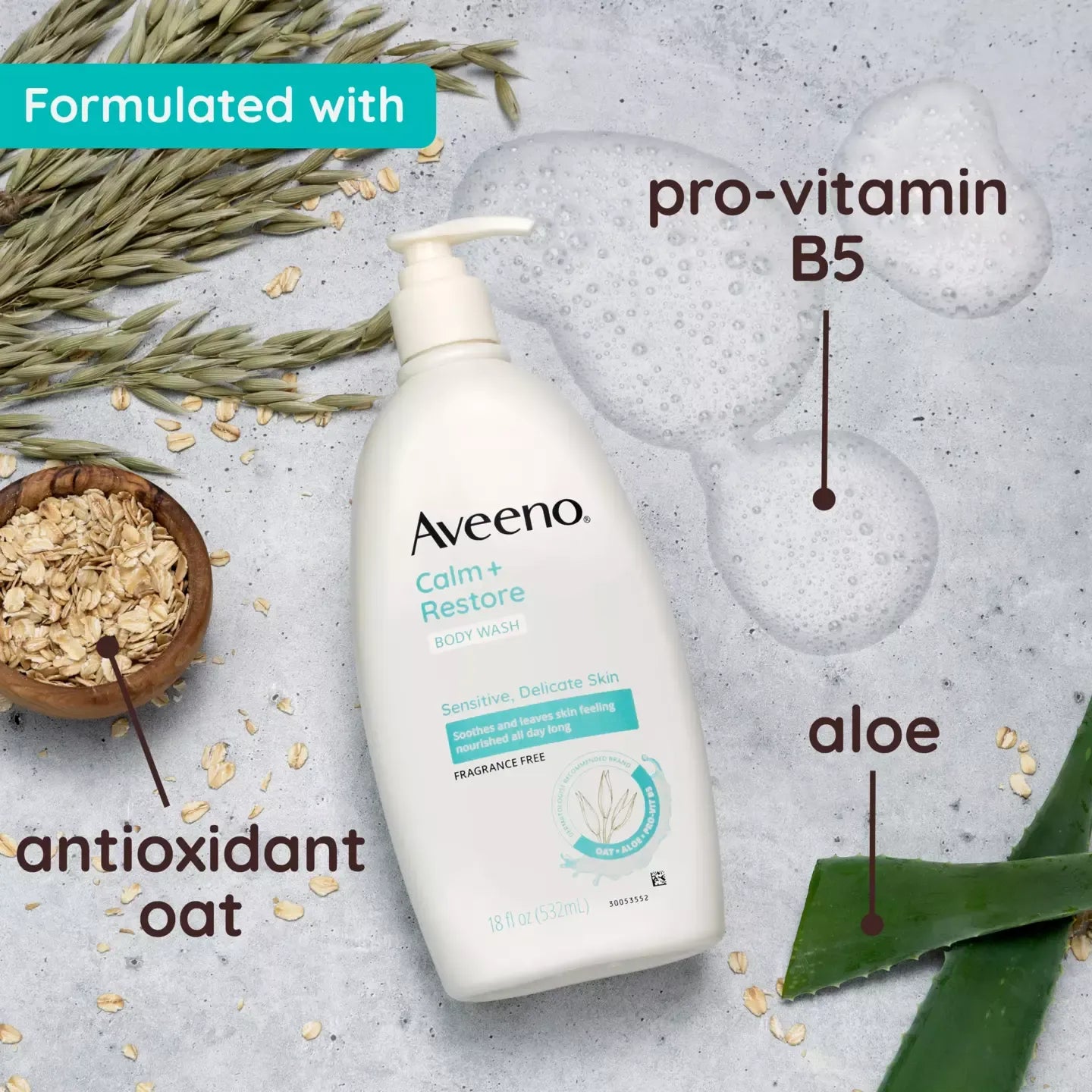 Aveeno Calm + Restore Oat Repairing Lotion – For Sensitive & Dry Skin - 312ml