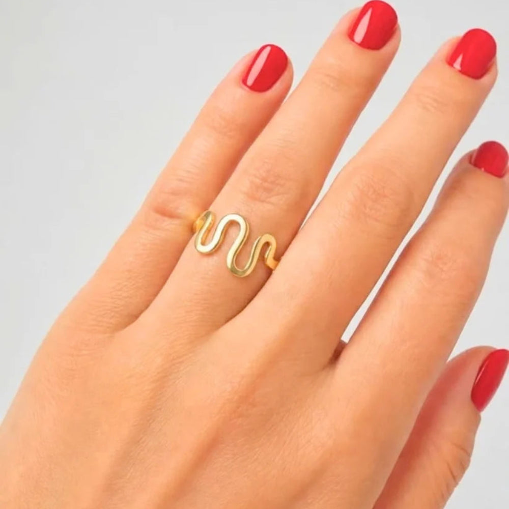 Stainless Steel Wavy Open Ring