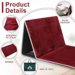 Turkish Style Foldable Prayer Rug With Back Support – Soft Padded Janamaz for Comfortable Salah