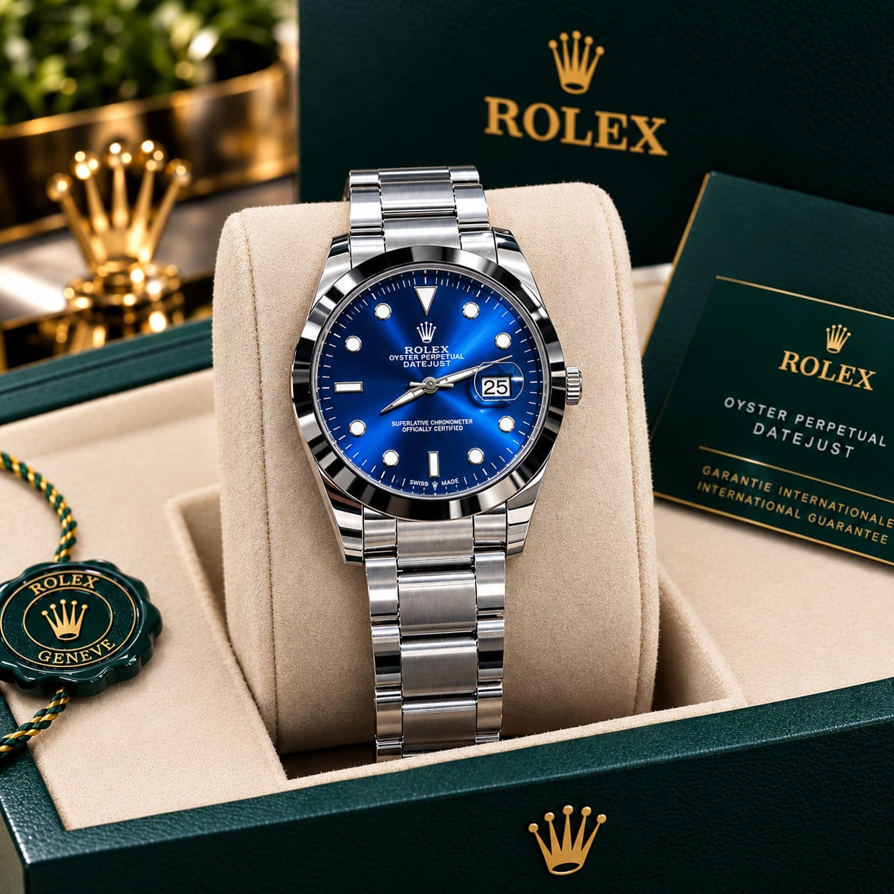 ROLEX Regular Dial Gents Watch – Heavy Stainless Steel Chain, Date Display & Push Lock