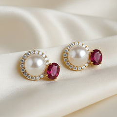 Elegant Pearl & Crystal Statement Earrings – Multiple Colors