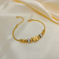 Gold Butterfly & Crystal Bead Bracelet