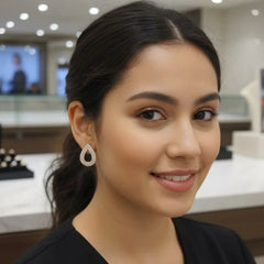 Rose Gold Plated Pavé Crystal Teardrop Stud Earring