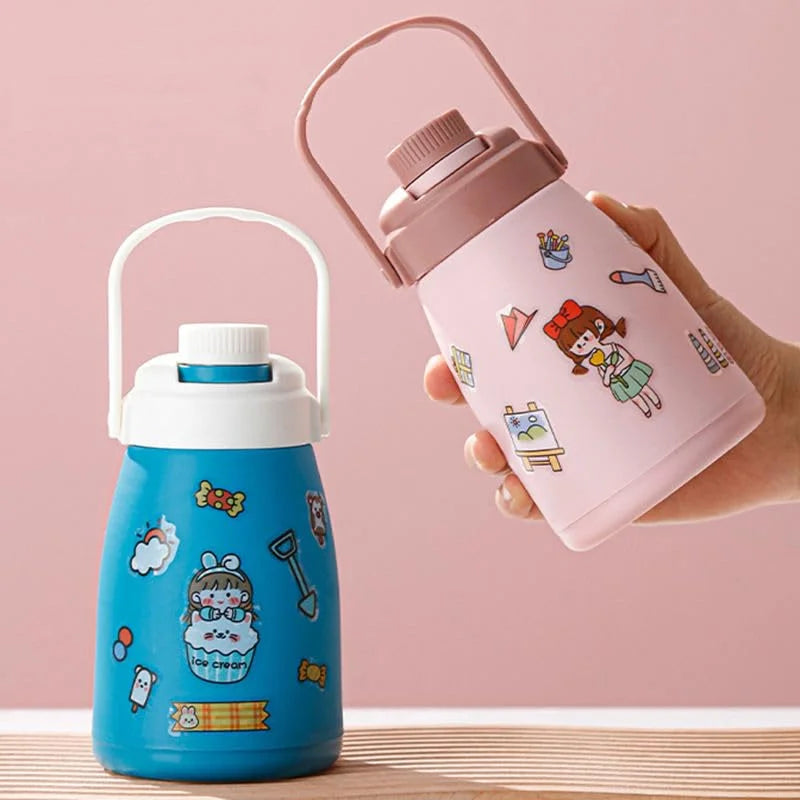 Glass Water Bottle with Cute 3D Stickers & DIY