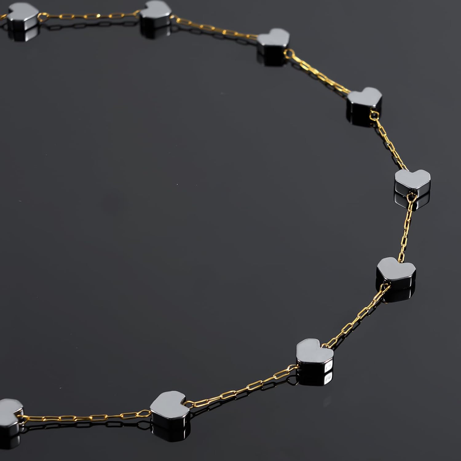 Gemstone Heart Beaded Chain Permanent Bracelet