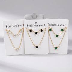 Gold Heart Crystal Jewelry Set