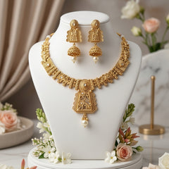 Heritage Floral Bridal Necklace Set - Antique Gold - Each