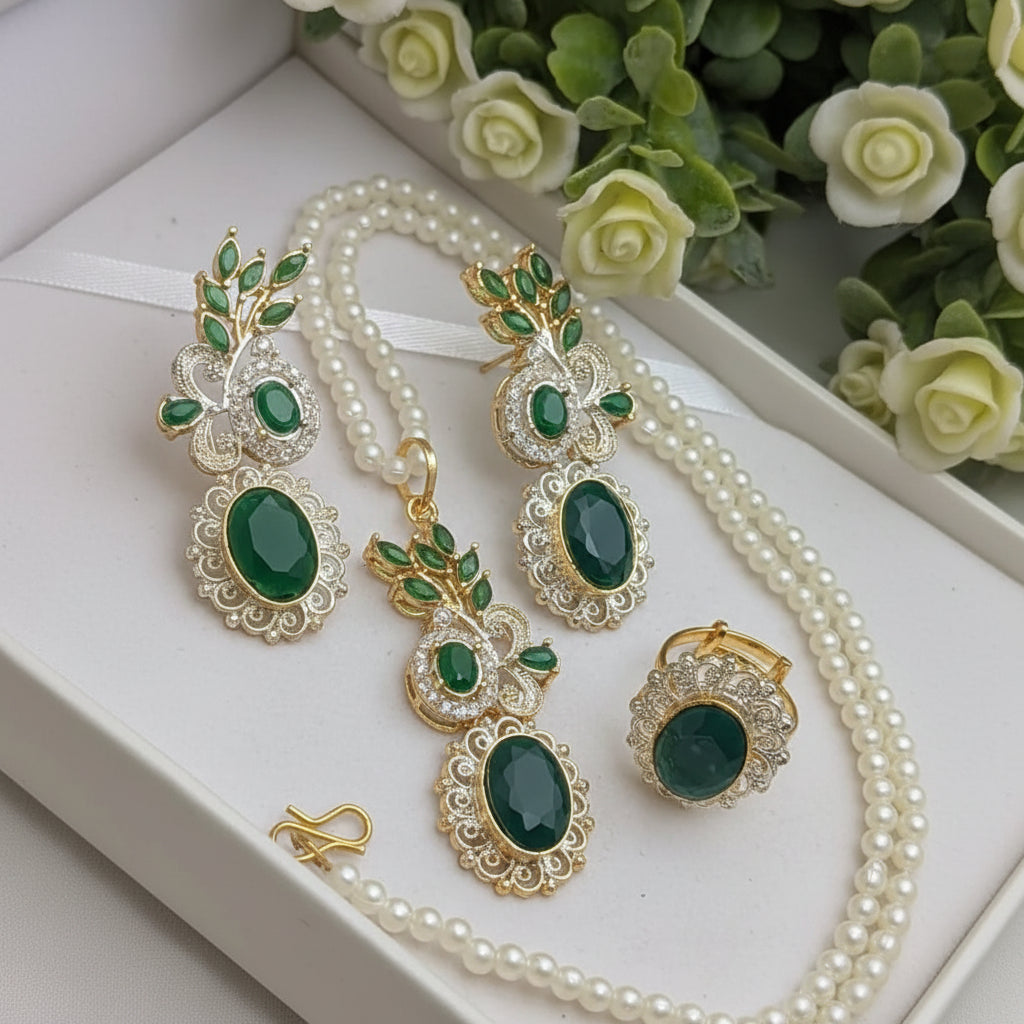 Zircon Combo Party Set – High Quality Oval Shape Jewellery