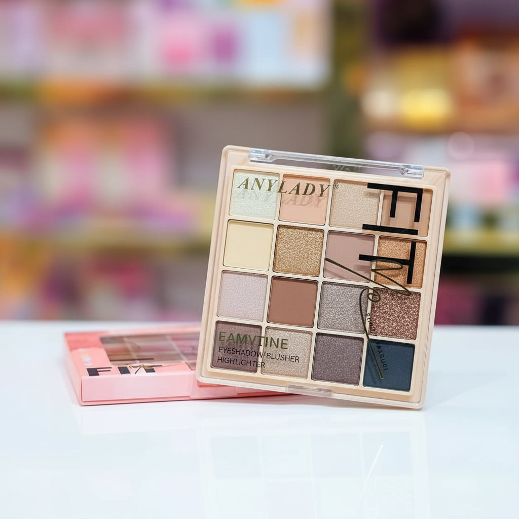 AnyLady Fit Me All in one Eyeshadow , Blusher & Highlighter Palette - 16 Colors