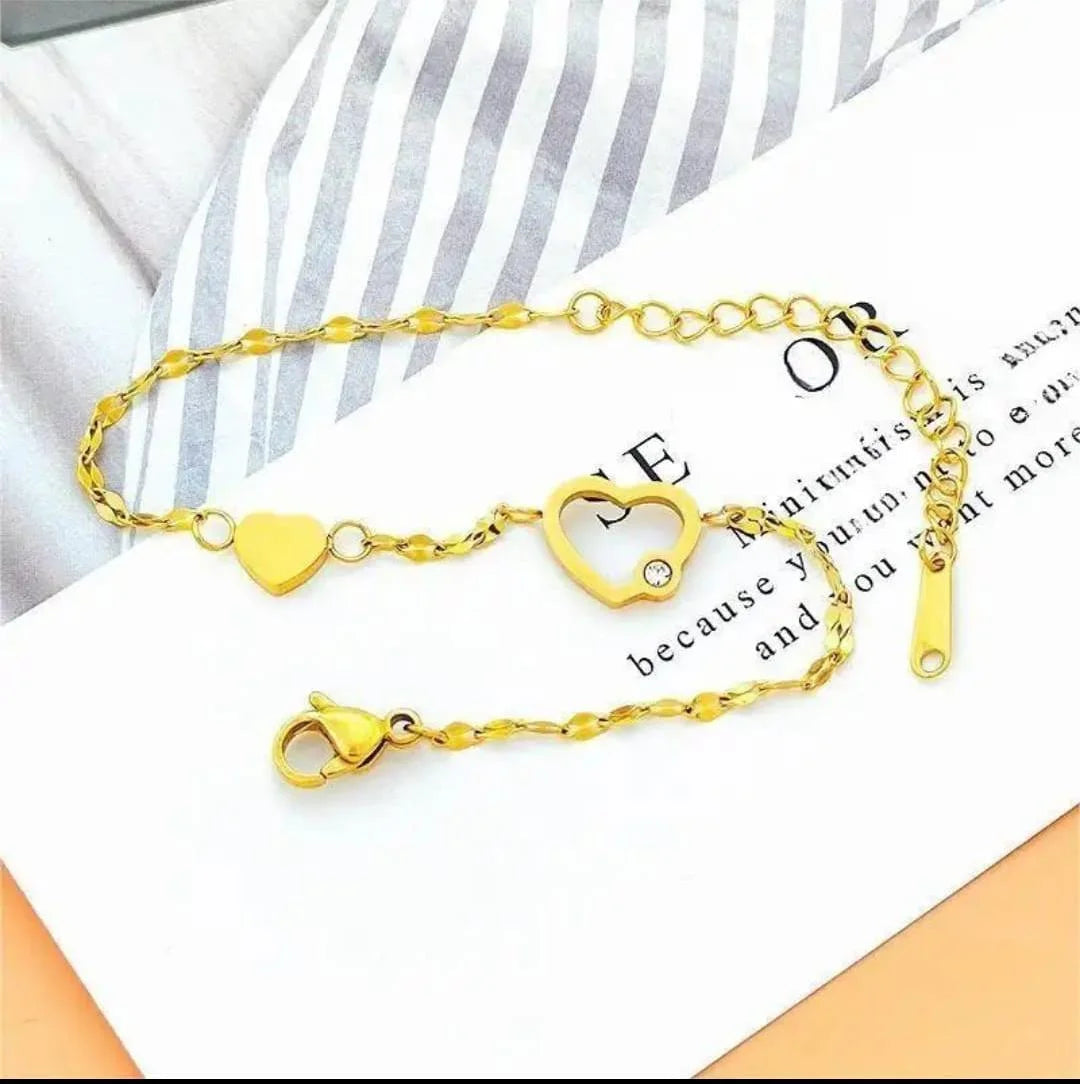Elegant Gold Heart Charm Bracelet - Each