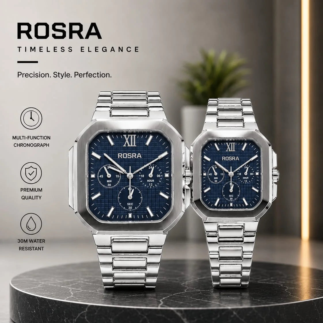 Rosra Timeless Elegance Chronograph Watch Set