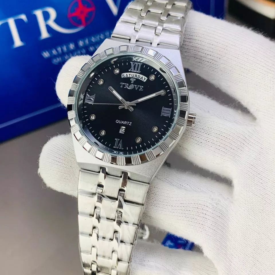 TROVE Men's Slim Watch – Water Resistant with Working Date
