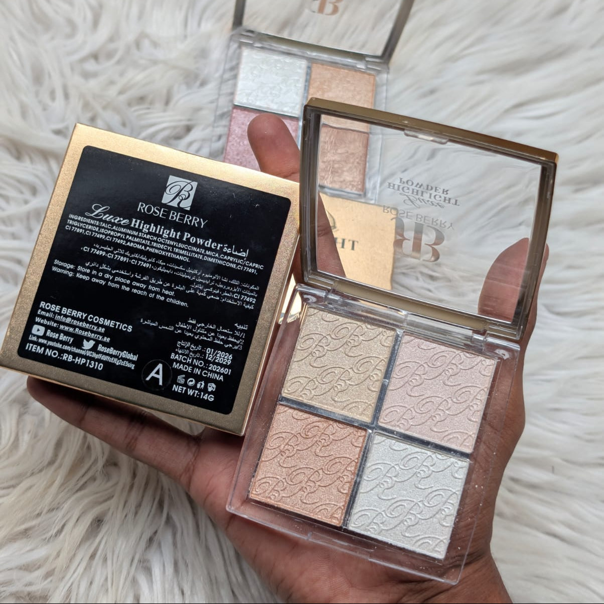 Rose berry highlighter powder  -  14g - 4 Colors
