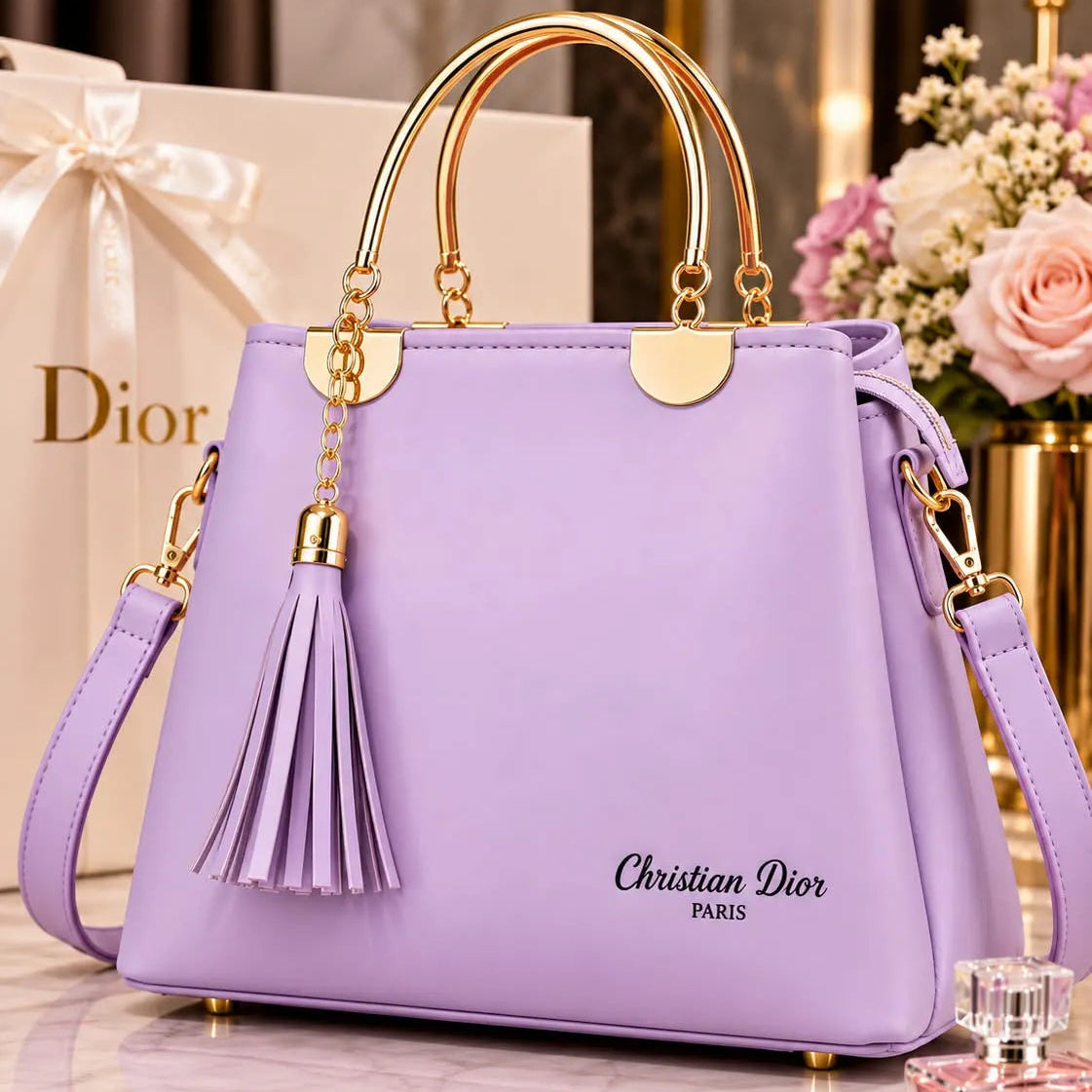 Christian Dior Tassel Top Handle Shoulder Bag with Strap