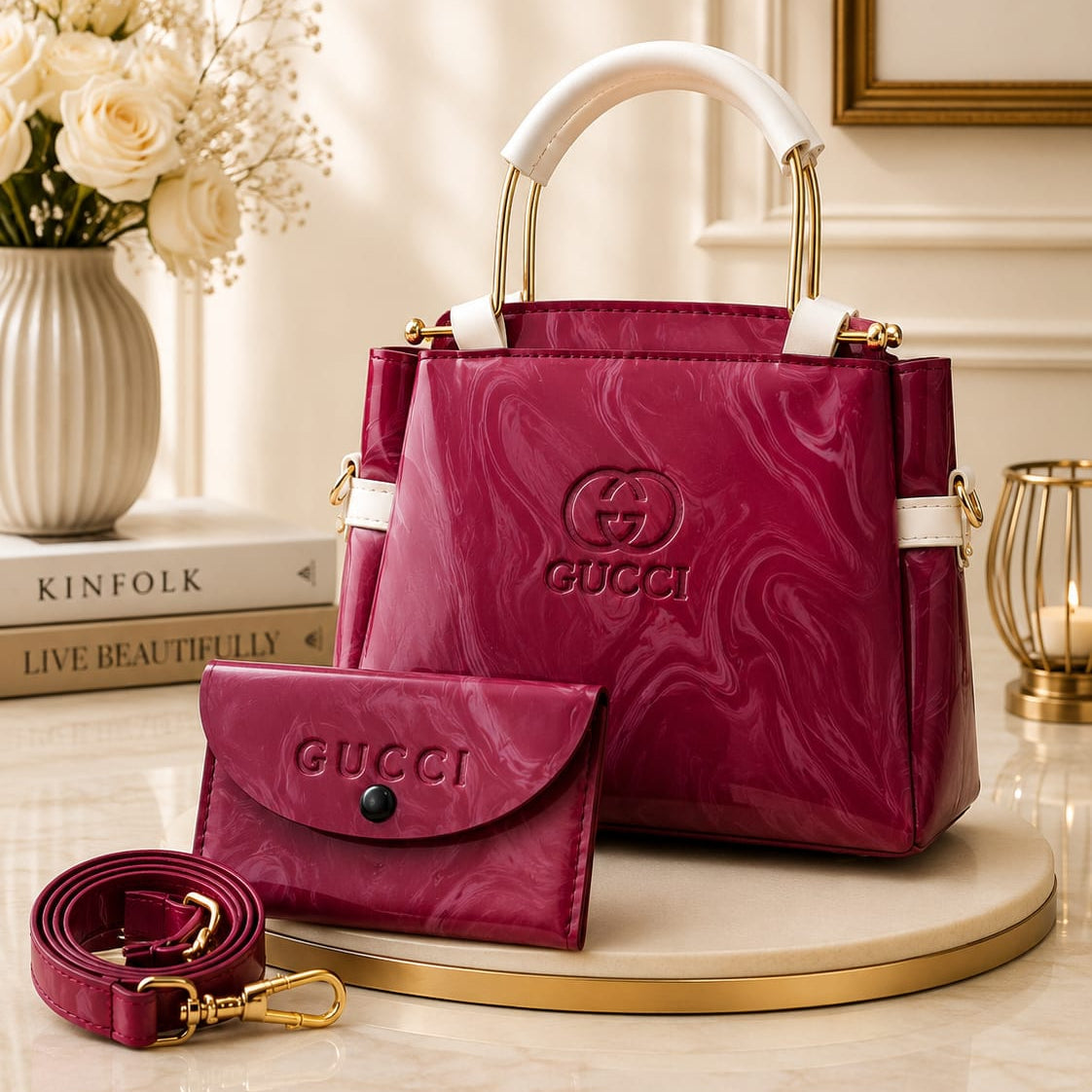 Elegant & Trendy Design - 2 Pcs Set - Handbag + Matching Wallet