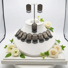 Black Polish Oxidized Choker Jewelry Set