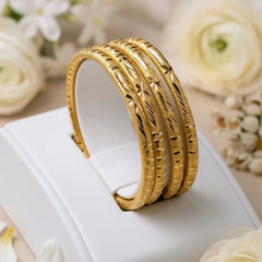Stainless Steel star-shaped diamond-cut patterns Bangles - Each Pair