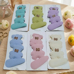 Cute Waffle Fabric Bear Hair Clip - Each