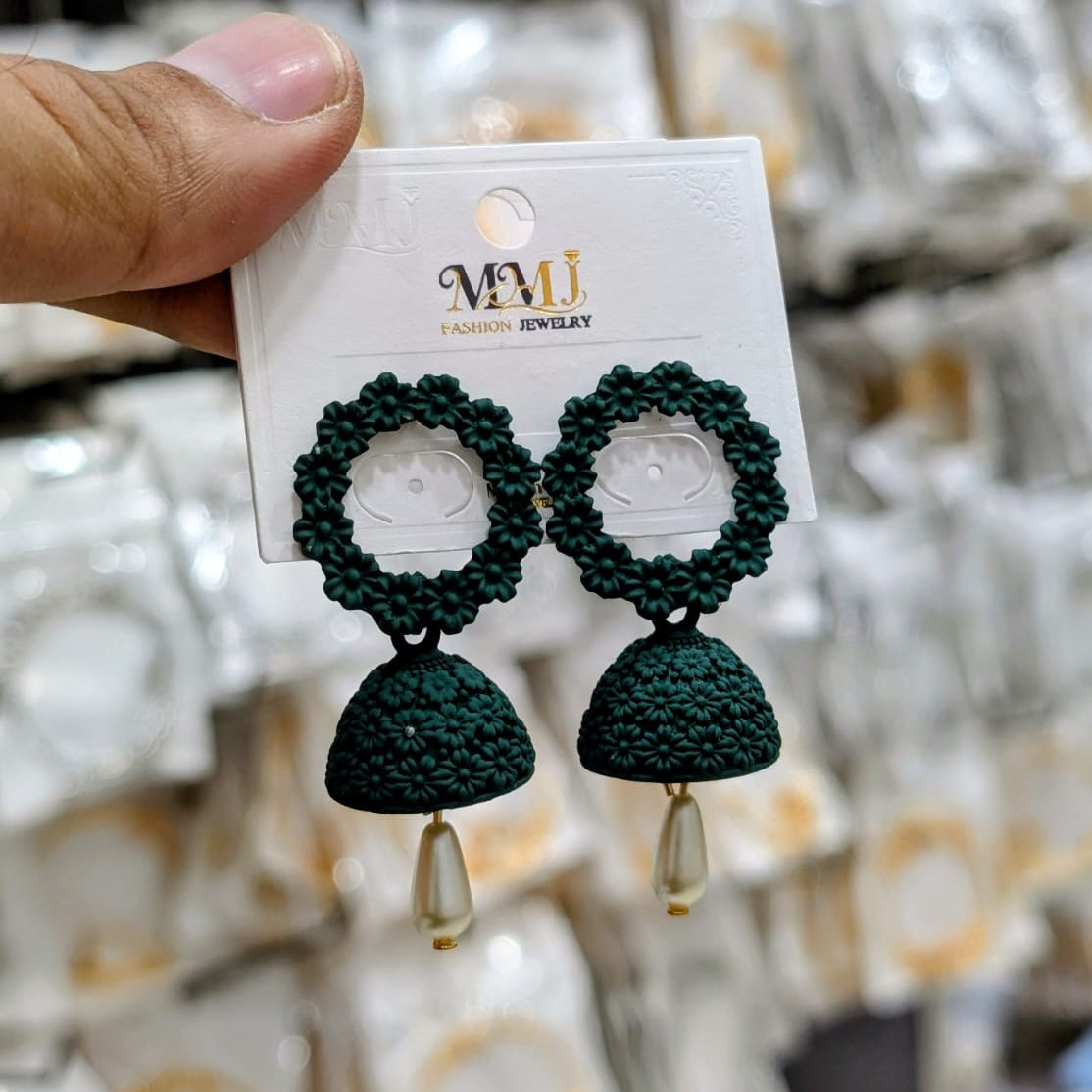 Stainless Steel MMJ Bohemian Floral Jhumka Earrings  - Each