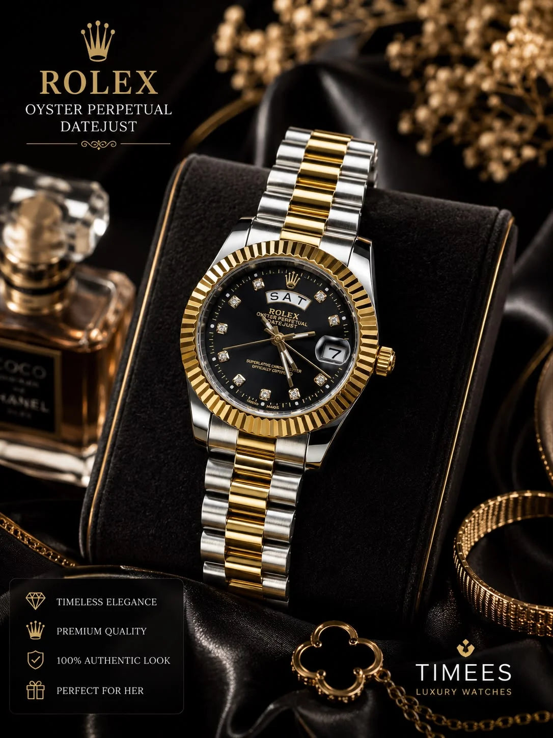 Rolex Diamond Style Dial Markers Watch