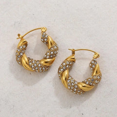 Stainless Steel Luxury Twisted Geometric Copper Earrings