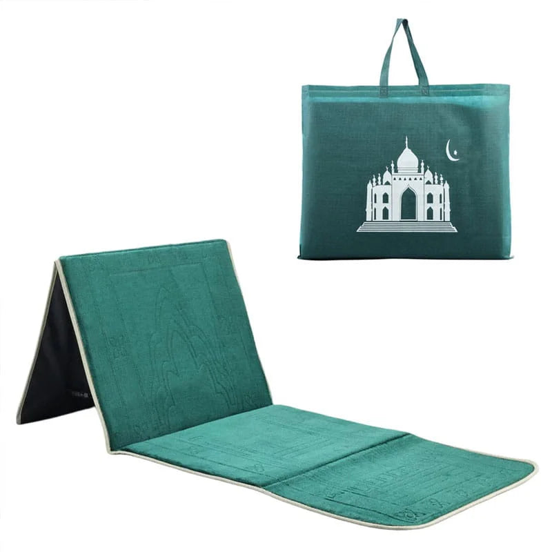 Turkish Style Foldable Prayer Rug With Back Support – Soft Padded Janamaz for Comfortable Salah