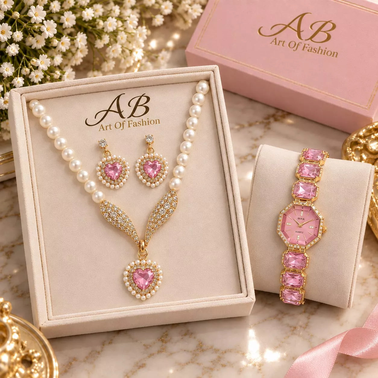 AB Art Of Fashion jewelry and watch gift set - With Normal Box