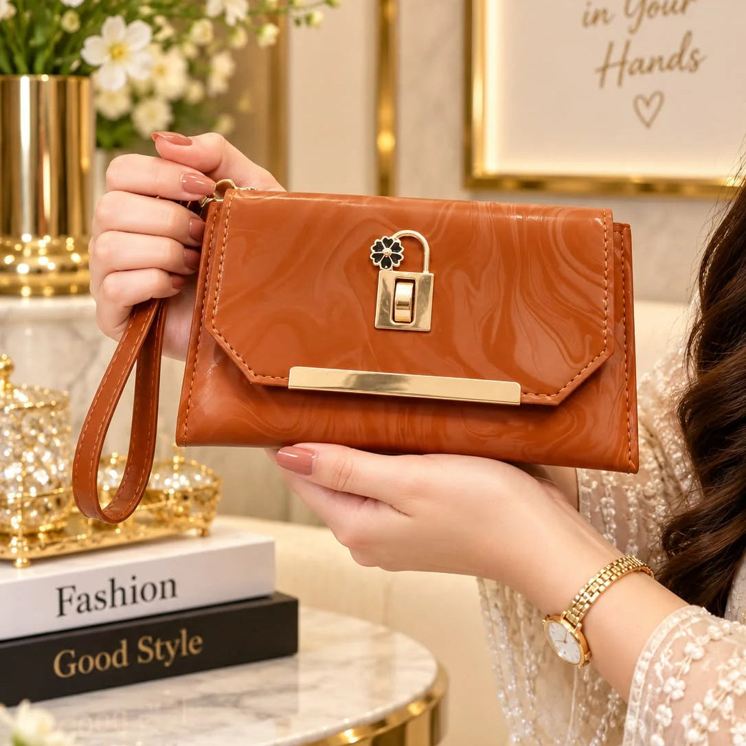 Marble Pattern Envelope Clutch