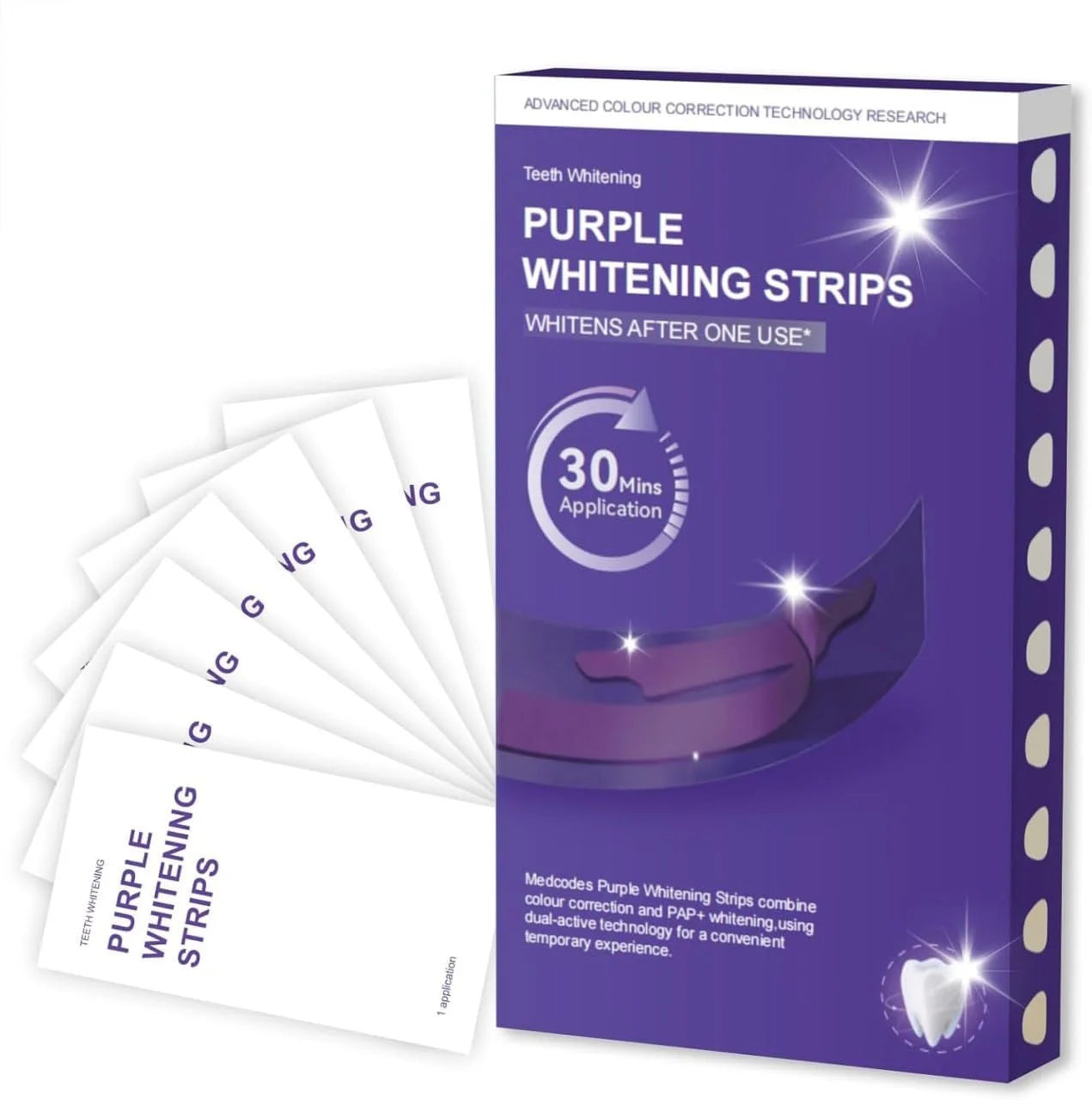 Purple Teeth Whitening Strips for Sensitive Teeth - Pack of 7 Strips