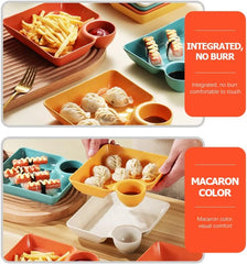 Square Dumpling Plate With Dipping Dish