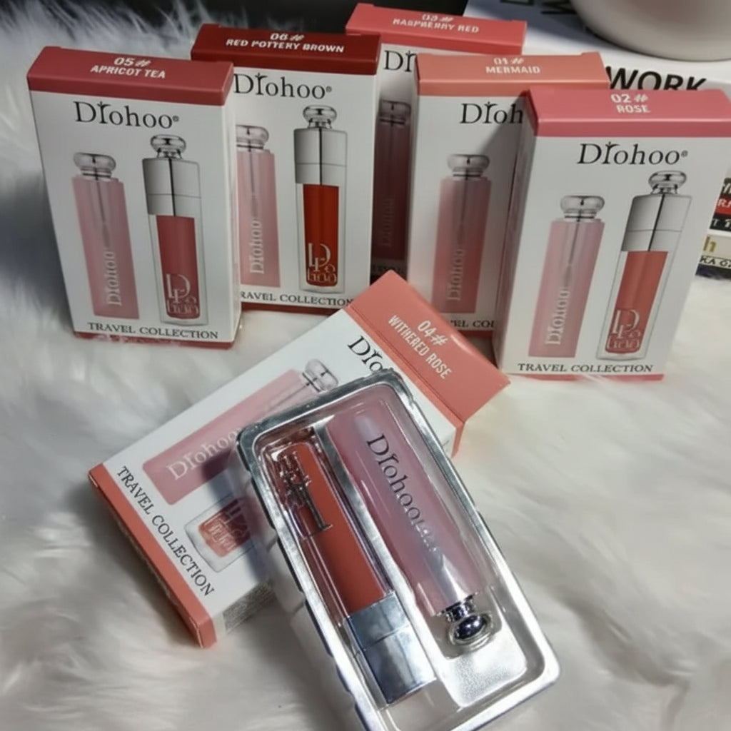 Drohoo 2 in1 Travel Size Lip Duo Set - Lip Gloss + Glossy Magic Lipstick