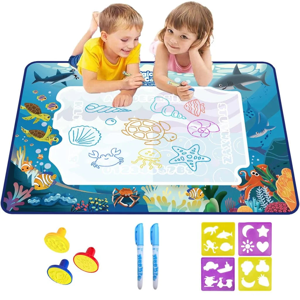Water Doodle Mat Aqua Magic for Children with Water Pen Tools Stamps Accessories