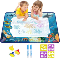 Water Doodle Mat Aqua Magic for Children with Water Pen Tools Stamps Accessories