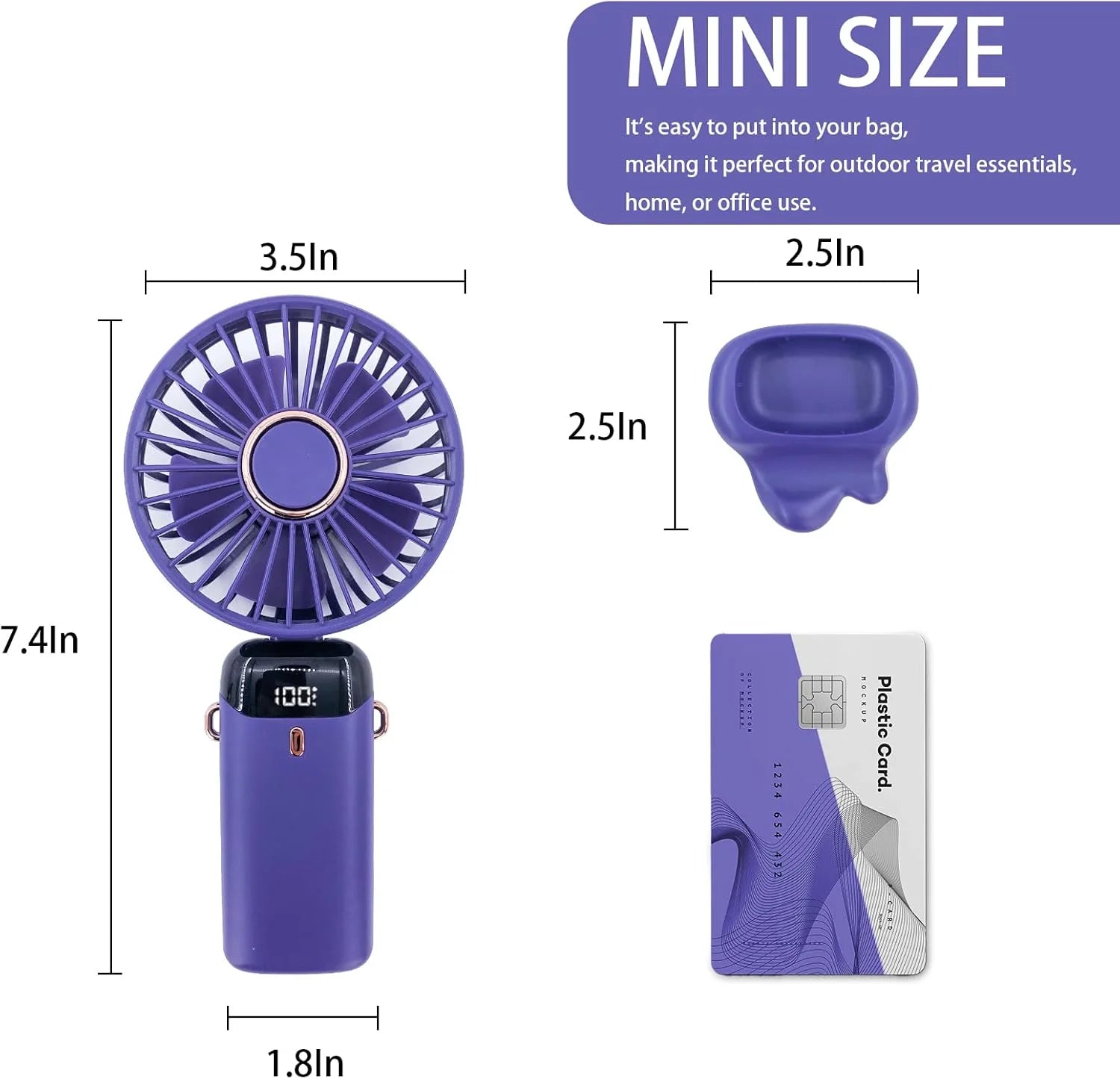 Portable Handheld Personal Rechargeable Fan LED Digital Display