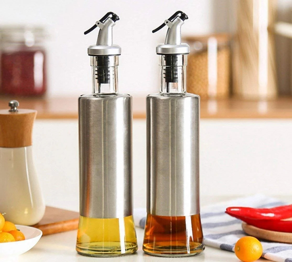Stainless Steel Glass Oil Dispenser Bottle