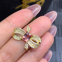 Ribbon Bow Gemstone Ring - Each