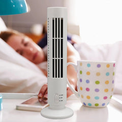 Portable USB Air Conditioner Mini Vertical Bladeless Fan with LED Lamp
