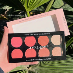 ANYLADY Professional Cosmetics 8-Colour Blush & Highlighter Kit